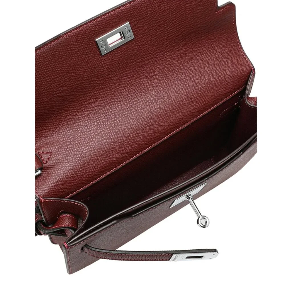 TIFFANY & FRED PARIS SAFFIANO LEATHER TWO-WAY MESSENGER BAG BURGUNDY - Picture 4 of 5
